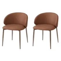 Kit 2 Cadeiras com Braço Firenze Fratini Revestida PU Caramelo Estrutura em Aço Carbono Champagne