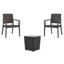 Kit 2 Cadeiras Com Braço Milano Rattan + Mesa Capri