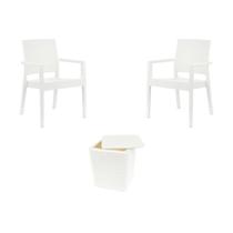 Kit 2 Cadeiras Com Braço Milano Rattan + Mesa Capri Kit 2 Cadeiras Com Braço Milano Rattan + Mesa Capri