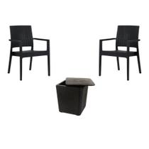 Kit 2 Cadeiras Com Braço Milano Rattan + Mesa Capri
