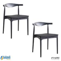 Kit 2 Cadeiras Cora Preta PU Preto, PU Verde ou PU Fendi - Rivatti