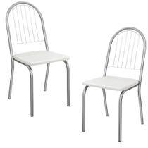 Kit 2 Cadeiras Cromada Sala Jantar 2C077CR material sintético Nude Kappesberg