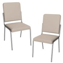 Kit 2 Cadeiras Cromada Sala Jantar 2C129CR material sintético Kappesberg Nude