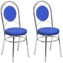 Kit 2 Cadeiras Cromadas CC10 A103 Debrum Cinza/Cromado/Azul Kit 2 Cadeiras Cromadas CC10 A103 Debrum Cinza/Cromado/Azul