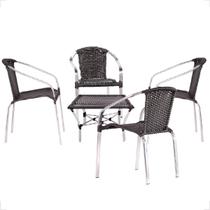Kit 2 Cadeiras De Alumínio E Mesa de Centro Para Área Externa Pinheiro Artesanal