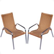 Kit 2 Cadeiras De Alumínio Para Área Externa Fortaleza Fibra Sintética Artesanal - Fexx FiberHome