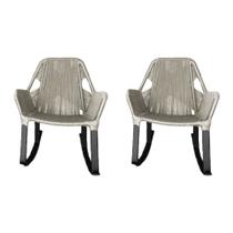 Kit 2 Cadeiras de Balanço Athenas Corda Náutica Base em Alumínio Preto/areia Kit 2 Cadeiras de Balanço Athenas Corda Náutica Base em Alumínio Preto/areia