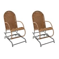 Kit 2 Cadeiras de Balanço em Junco para Varanda/area Adulto Argila