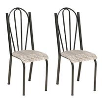 Kit 2 Cadeiras de Cozinha Alasca Estampado Rattan Pés de Ferro Cromo Preto - Pallazio Kit 2 Cadeiras de Cozinha Alasca Estampado Rattan Pés de Ferro Cromo Preto - Pallazio