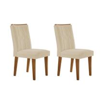 Kit 2 Cadeiras de Cozinha Alegra 2 Un Madeira Capuccino/Suede Creme - Rufato