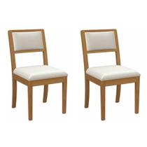 Kit 2 Cadeiras de Cozinha Alice 2CMM003CA Premium Madeira Maciça 2 Un Carvalho/Linho Bege Caqui - Kappesberg