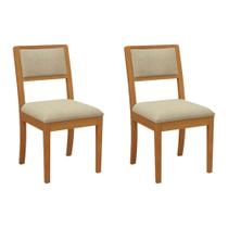 Kit 2 Cadeiras de Cozinha Alice Madeira Maciça 2CMM003CA 2UN Carvalho/Boucle Bege - Kappesberg