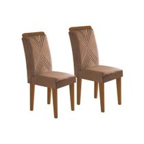 Kit 2 Cadeiras de Cozinha Amsterdã 2 Un Madeira Capuccino/Suede Capuccino - Rufato