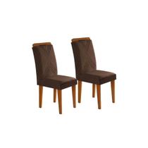 Kit 2 Cadeiras de Cozinha Amsterdã 2 Un Madeira Capuccino/Suede Marrom - Rufato