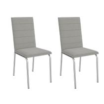 Kit 2 Cadeiras de Cozinha Amsterdã 2C091 Aço 2 Un Cromado/Boucle Cinza - Kappesberg