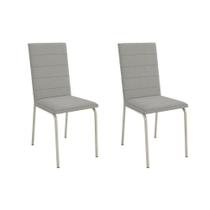 Kit 2 Cadeiras de Cozinha Amsterdã 2C091 Aço 2 Un Niquel/Boucle Cinza - Kappesberg