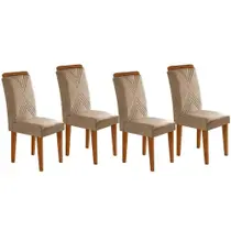 Kit 2 Cadeiras de Cozinha Amsterdã 4 Un Capuccino/Linho Bege Turim - Rufato