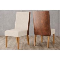 Kit 2 Cadeiras de Cozinha Anne 2 Un Nature/Linho Bege e Courano Marrom - Henn