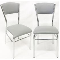 Kit 2 Cadeiras de COZINHA com reforço cromada assento e encosto cinza - Poltronas do Sul
