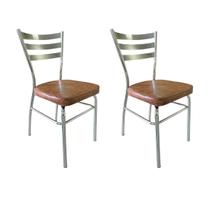 Kit 2 Cadeiras de Cozinha com Reforço Cromada Assento Grosso cor Whisky