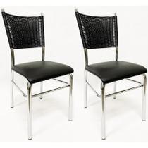 Kit 2 Cadeiras de COZINHA com reforço cromada assento preto fibra sintético preta - Poltronas do Sul
