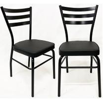 Kit 2 Cadeiras de COZINHA com reforço preta assento grosso preto - Poltronas do Sul