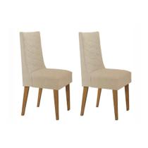Kit 2 Cadeiras de Cozinha Dafne 2 Un Madeira Capuccino/Linho Bege Turim - Rufato
