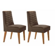 Kit 2 Cadeiras de Cozinha Dafne 2 Un Madeira Capuccino/Suede Marrom - Rufato