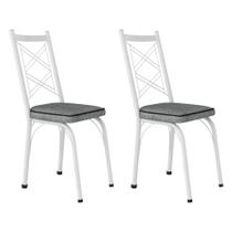 Kit 2 Cadeiras de Cozinha Delaware Estampado Andorinha Pés de Ferro Branco - Pallazio