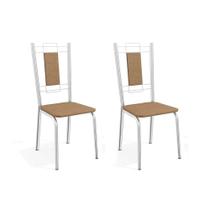 Kit 2 Cadeiras de Cozinha Florença 2C005 2 Un Cromado/Linho Capuccino - Kappesberg