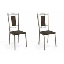 Kit 2 Cadeiras de Cozinha Florença 2C005NK 2 Un Níquel/Courano Marrom - Kappesberg