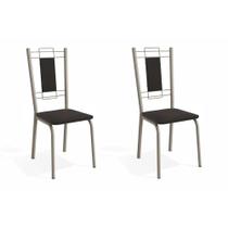 Kit 2 Cadeiras de Cozinha Florença 2C005NK 2 Un Níquel/Courano Preto - Kappesberg