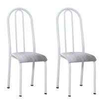 Kit 2 Cadeiras de Cozinha Flórida Estampado Prata Pés de Ferro Branco - Pallazio