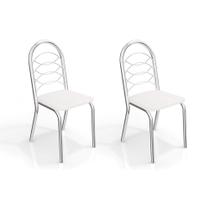 Kit 2 Cadeiras de Cozinha Holanda 2C009 2 Un Cromado/Courano Branco - Kappesberg