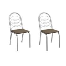 Kit 2 Cadeiras de Cozinha Holanda 2C009CR Aço 2 Un Cromado/Suede Cappuccino - Kappesberg