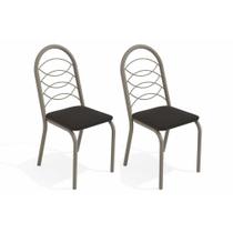 Kit 2 Cadeiras de Cozinha Holanda 2C009NK 2 Un Níquel/Courano Preto - Kappesberg