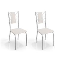 Kit 2 Cadeiras de Cozinha Lisboa 2C076 2 Un Cromado/Courano Branco - Kappesberg