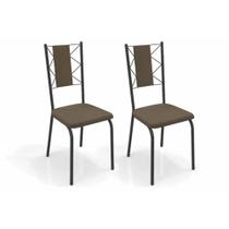 Kit 2 Cadeiras de Cozinha Lisboa 2C076PRF Aço 2 Un Preto/Suede Cappuccino - Kappesberg