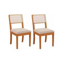 Kit 2 Cadeiras de Cozinha Lola 2CMM004CA Madeira Maciça 2 un Carvalho/Boucle Bege/Tela Bege - Kappesberg