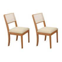 Kit 2 Cadeiras de Cozinha Lola 2CMM004CA Premium Madeira Maciça 2 un Carvalho/Linho Bege Argila/Tela Bege - Kappesberg