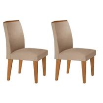 Kit 2 Cadeiras de Cozinha Lunara 2 Un Madeira Capuccino/Linho Bege Turim - Rufato