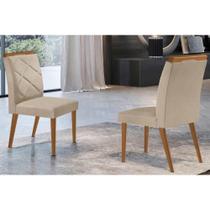Kit 2 Cadeiras de Cozinha Melissa 2 Un Madeira Capuccino/Linho Bege Turim - Rufato