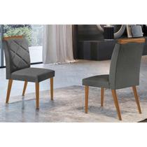 Kit 2 Cadeiras de Cozinha Melissa 2 Un Madeira Capuccino/Linho Grafite - Rufato