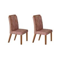 Kit 2 Cadeiras de Cozinha Melissa 2 Un Madeira Capuccino/Suede Capuccino - Rufato