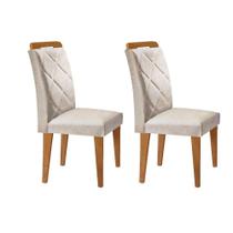 Kit 2 Cadeiras de Cozinha Melissa 2 Un Madeira Capuccino/Suede Creme - Rufato