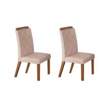 Kit 2 Cadeiras de Cozinha Melissa 2 Un Madeira Capuccino/Suede Creme - Rufato
