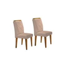 Kit 2 Cadeiras de Cozinha Melissa 2 Un Madeira Capuccino/Suede Creme - Rufato