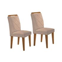 Kit 2 Cadeiras de Cozinha Melissa 2 Un Madeira Capuccino/Suede Creme - Rufato