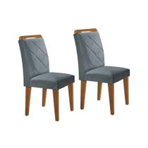 Kit 2 Cadeiras de Cozinha Melissa 2 Un Madeira Capuccino/Suede Grafite - Rufato
