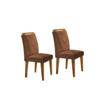 Kit 2 Cadeiras de Cozinha Melissa 2 Un Madeira Capuccino/Suede Marrom - Rufato